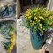 9pcs Artificial Flowers, UV Resistant Faux Outdoor Flowers, Fake Plastic Flowers for Hanging Planter Porch Window Garden Decoration Yellow Purple Green
